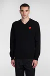 Comme Des Garçons Play Emblem Rhinestone-heart Sweater In Black