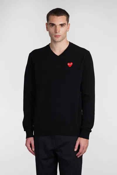 COMME DES GARÇONS PLAY KNITWEAR IN BLACK WOOL