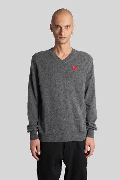 Comme Des Garçons Play Knitwear In Grey Wool In Brown