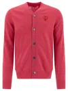 Comme Des Garçons Play Embroidered Ribbed Cuffs And Hem Sweater In Pink
