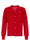 Comme Des Garçons Play Red Embroidered Heart Cardigan In Red