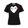 Comme Des Garçons Comme Des Garcons Play Ladies Black T-shirt With Heart Print & Patch In Black