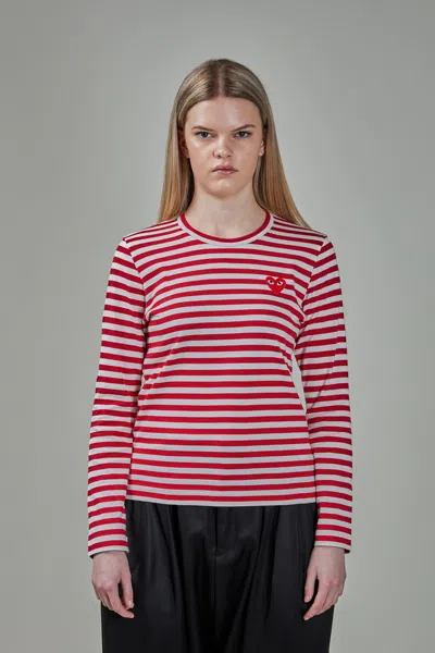 Comme Des Garçons Play Ladies T-shirt Knit Longsleeve In Red