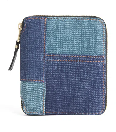 Comme Des Garçons Play Lambskin Denim-patch Bifold Wallet In Blue