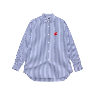 Comme Des Garçons Play Lapel Long Sleeve Shirt In Blue