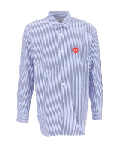 Comme Des Garçons Play Lapel Long-sleeved Shirt In Blue