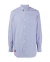 Comme Des Garçons Play Lapel Long-sleeved Shirt In Blue