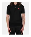 Comme Des Garçons Play Lapel Polo Shirt In Black