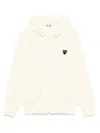 Shop Comme Des Garçons Play Large Heart-print Zip-up Hoodie In Neutrals