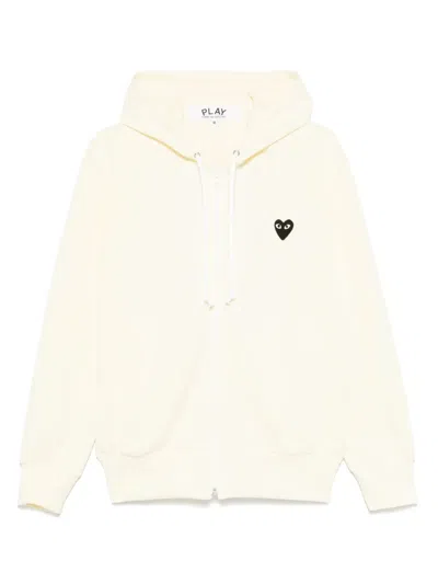 Comme Des Garçons Play Large Heart-print Zip-up Hoodie In Neutrals