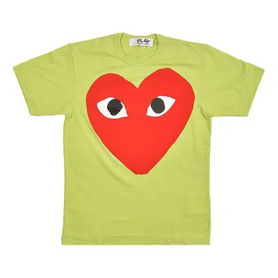 Comme Des Garçons Play Comme Des Garcons Play Large Red Love Round Neck Short Sleeve Green