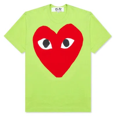 Comme Des Garçons Play Light Green Tee With Big Red Heart Women