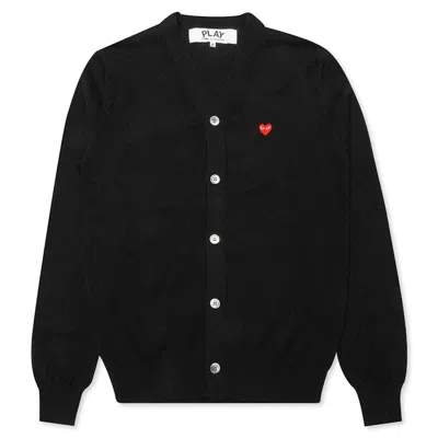 Pre-owned Comme Des Garçons Play Little Red Heart Cardigan Sweater In Black