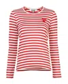 Comme Des Garçons Play Little Red Heart Striped T-shirt In Multicolor