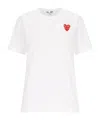Comme Des Garçons Play White Cotton T-shirt With Crystal Heart In White