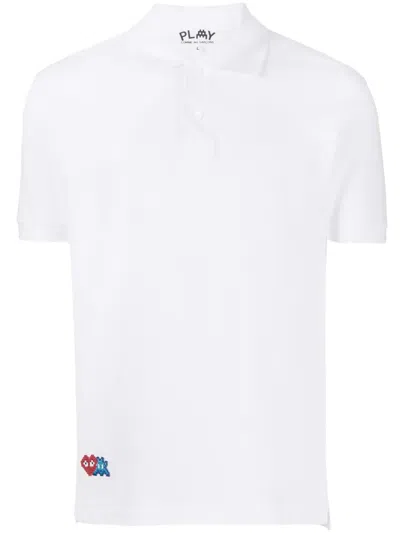 Comme Des Garçons Play Cotton Polo Shirt In White