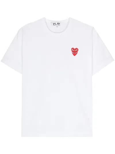 Comme Des Garçons Play Logo-appliqué Cotton T-shirt In 白色