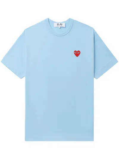 Comme Des Garçons Play Logo-appliqué Cotton T-shirt In Blue