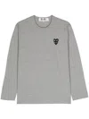 Comme Des Garçons Play Double Heart-patch T-shirt In Grey
