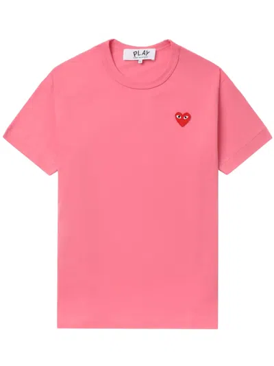 Comme Des Garçons Play Logo-appliqué Cotton T-shirt In Pink