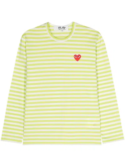 Comme Des Garçons Play Striped T-shirt In Green