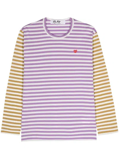 Comme Des Garçons Play Mini Heart-patch T-shirt In Purple
