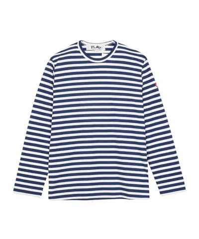 COMME DES GARÇONS PLAY LOGO-APPLIQUÉ STRIPED T-SHIRT