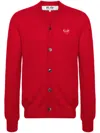 Comme Des Garçons Play Double-heart Wool Cardigan In Red