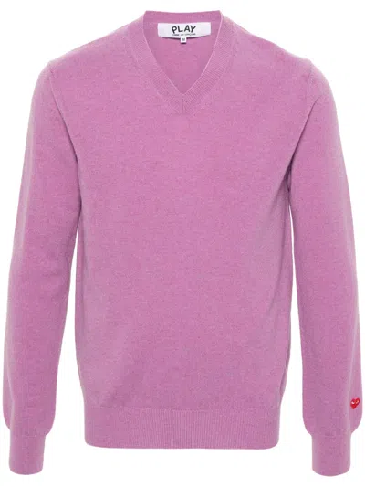 Comme Des Garçons Play Logo-appliqué Wool Jumper In 紫色