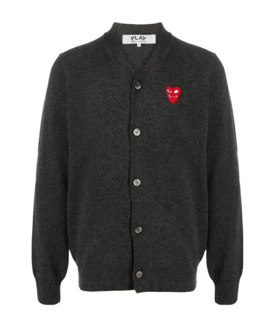 Comme Des Garçons Play Logo Button-down Cardigan In Multicolor