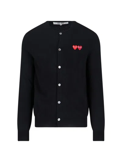 Comme Des Garçons Play Logo Cardigan In Black
