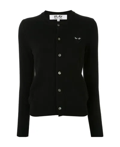 Comme Des Garçons Play Logo Cardigan In Black
