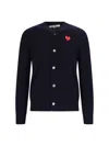 Comme Des Garçons Play Logo Cardigan In Blue