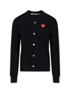 Comme Des Garçons Play Logo Cardigan In Blue