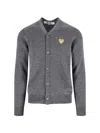 Comme Des Garçons Play Logo Cardigan In Gray