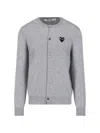 Comme Des Garçons Play Logo Cardigan In Gray