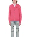 Comme Des Garçons Play Embroidered Ribbed Cuffs And Hem Sweater In Pink