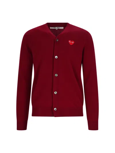 Comme Des Garçons Play Logo Cardigan In Red