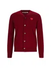 Comme Des Garçons Play Logo Cardigan In Red