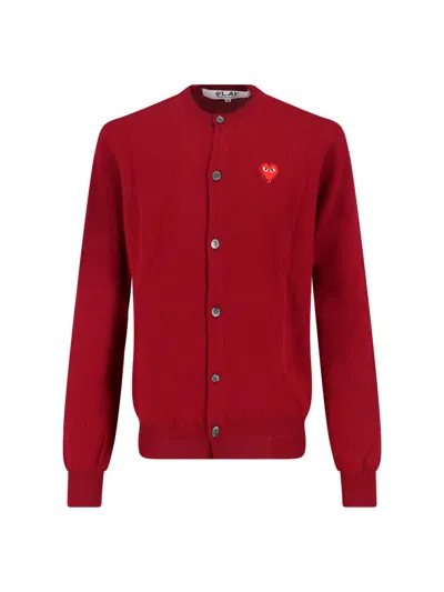 Comme Des Garçons Play Logo Cardigan In Red