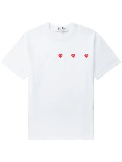 Comme Des Garçons Play Logo Cotton T-shirt In White