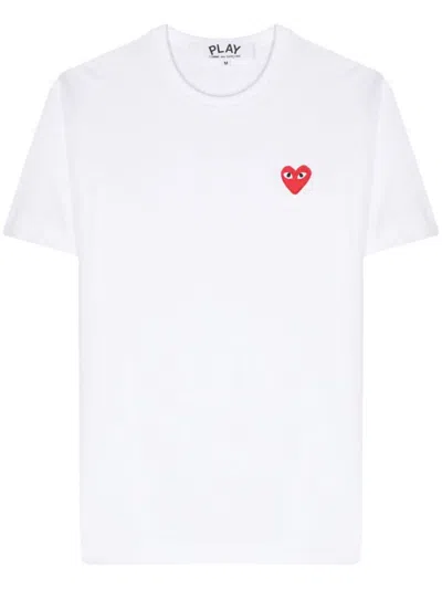 Comme Des Garçons Play Logo Cotton T-shirt In White