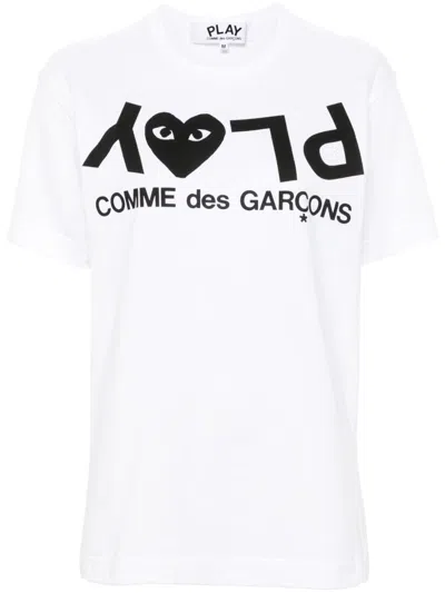 Comme Des Garçons Play White T-shirt With Black Logo Print