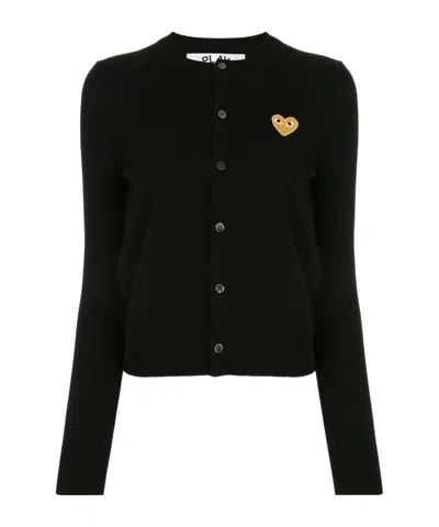Comme Des Garçons Play Logo Decal Cardigan In Black