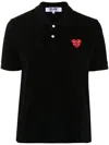 Comme Des Garçons Play Heart Embroidered Polo Collar Short Sleeves In Black