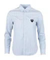 Comme Des Garçons Play Heart-patch Striped Shirt In White