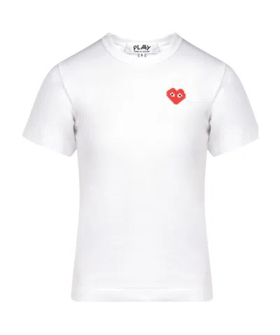 Comme Des Garçons Play Logo Details Short-sleeved T-shirt In White