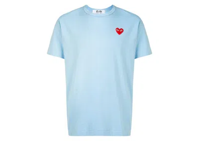 Pre-owned Comme Des Garçons Play Logo Embroide Tee Shirt In Baby Blue/red