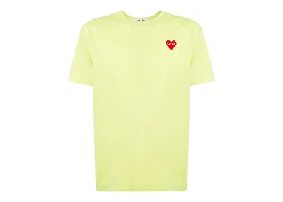 Pre-owned Comme Des Garçons Play Logo Embroide Tee Shirt In Lime/red