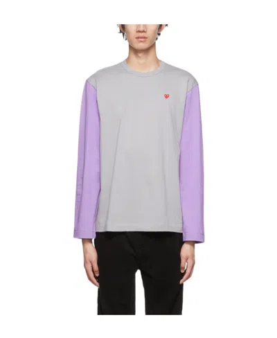 Comme Des Garçons Play Logo-embroidered Colour-block T-shirt In Multicolor
